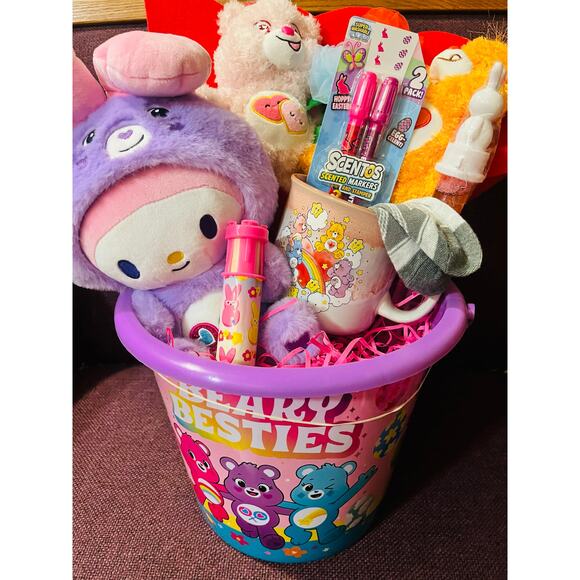 CareBear My Melody Share Bear bundle adorable 50 70 throw Carebear Easter basket - Picture 8 of 9